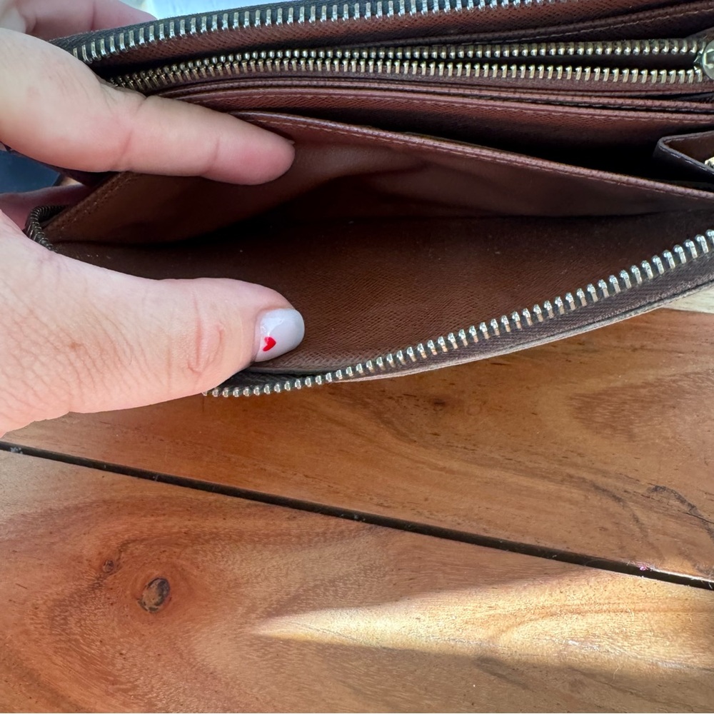 Louis Vuitton Brown and Gold Zipper Wallet - Picture 10 of 13